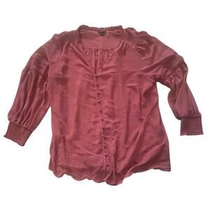 Torrid Dusty Rose Eyelet Embroidered Blouse Plus Size 2 Boho Cottagecore